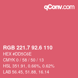 カラーコード: RGB 221.7 92.6 110 | qconv.com