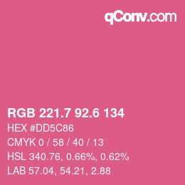 カラーコード: RGB 221.7 92.6 134 | qconv.com