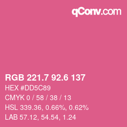 カラーコード: RGB 221.7 92.6 137 | qconv.com
