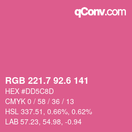 カラーコード: RGB 221.7 92.6 141 | qconv.com