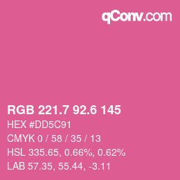 カラーコード: RGB 221.7 92.6 145 | qconv.com