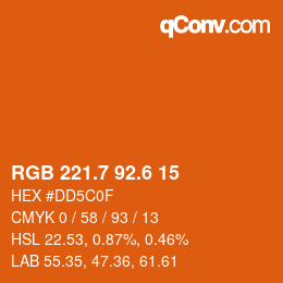 カラーコード: RGB 221.7 92.6 15 | qconv.com