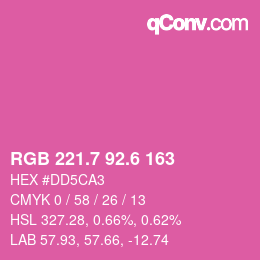 カラーコード: RGB 221.7 92.6 163 | qconv.com