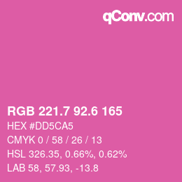 カラーコード: RGB 221.7 92.6 165 | qconv.com