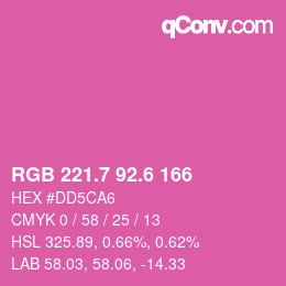 カラーコード: RGB 221.7 92.6 166 | qconv.com
