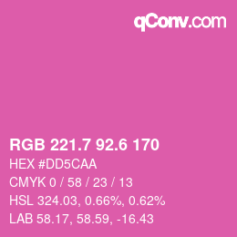 カラーコード: RGB 221.7 92.6 170 | qconv.com