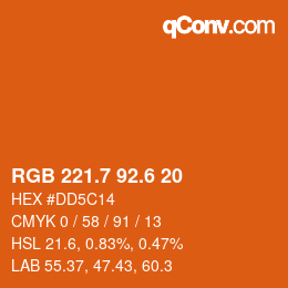 カラーコード: RGB 221.7 92.6 20 | qconv.com