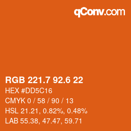 カラーコード: RGB 221.7 92.6 22 | qconv.com