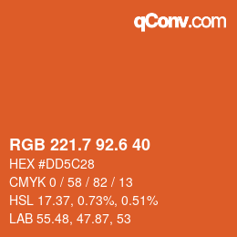カラーコード: RGB 221.7 92.6 40 | qconv.com