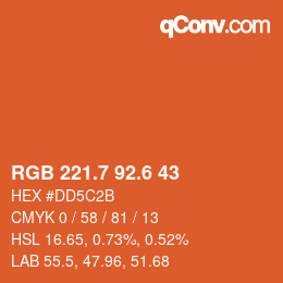 カラーコード: RGB 221.7 92.6 43 | qconv.com