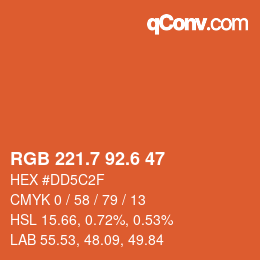 カラーコード: RGB 221.7 92.6 47 | qconv.com