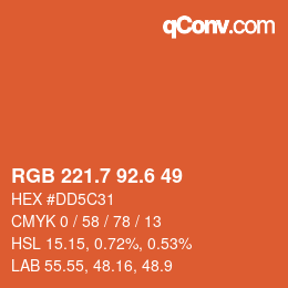 カラーコード: RGB 221.7 92.6 49 | qconv.com