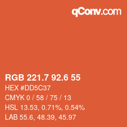 カラーコード: RGB 221.7 92.6 55 | qconv.com