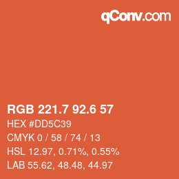 カラーコード: RGB 221.7 92.6 57 | qconv.com