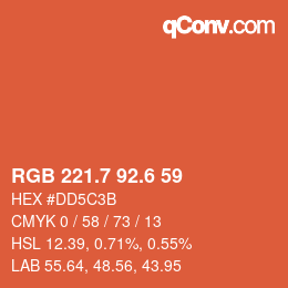 カラーコード: RGB 221.7 92.6 59 | qconv.com