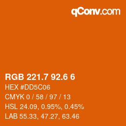 カラーコード: RGB 221.7 92.6 6 | qconv.com