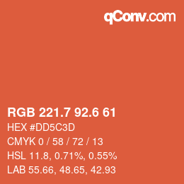 カラーコード: RGB 221.7 92.6 61 | qconv.com