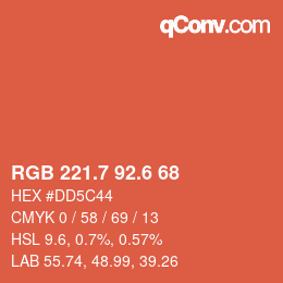 カラーコード: RGB 221.7 92.6 68 | qconv.com