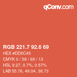 カラーコード: RGB 221.7 92.6 69 | qconv.com