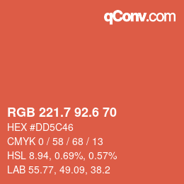 カラーコード: RGB 221.7 92.6 70 | qconv.com