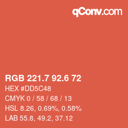 カラーコード: RGB 221.7 92.6 72 | qconv.com