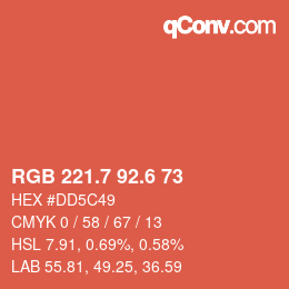 カラーコード: RGB 221.7 92.6 73 | qconv.com