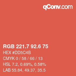 カラーコード: RGB 221.7 92.6 75 | qconv.com