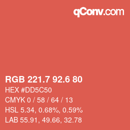 カラーコード: RGB 221.7 92.6 80 | qconv.com