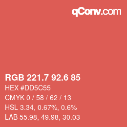 カラーコード: RGB 221.7 92.6 85 | qconv.com