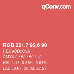 カラーコード: RGB 221.7 92.6 90 | qconv.com