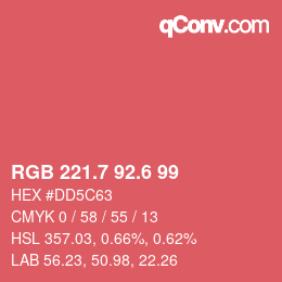 カラーコード: RGB 221.7 92.6 99 | qconv.com
