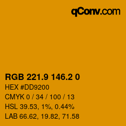 カラーコード: RGB 221.9 146.2 0 | qconv.com