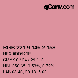 カラーコード: RGB 221.9 146.2 158 | qconv.com