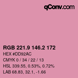 Color code: RGB 221.9 146.2 172 | qconv.com