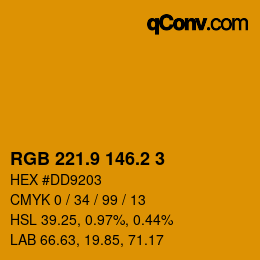 カラーコード: RGB 221.9 146.2 3 | qconv.com