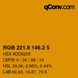 カラーコード: RGB 221.9 146.2 5 | qconv.com