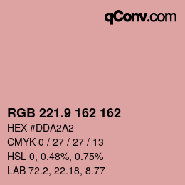 カラーコード: RGB 221.9 162 162 | qconv.com