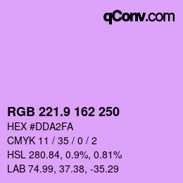 カラーコード: RGB 221.9 162 250 | qconv.com