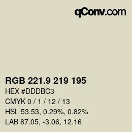 Color code: RGB 221.9 219 195 | qconv.com
