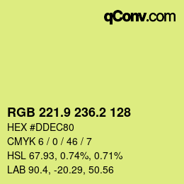 カラーコード: RGB 221.9 236.2 128 | qconv.com