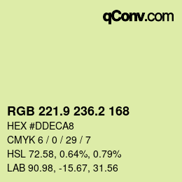 カラーコード: RGB 221.9 236.2 168 | qconv.com