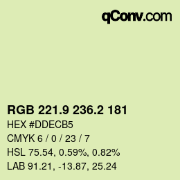 カラーコード: RGB 221.9 236.2 181 | qconv.com