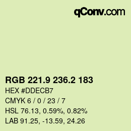 カラーコード: RGB 221.9 236.2 183 | qconv.com