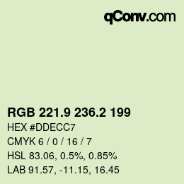 Color code: RGB 221.9 236.2 199 | qconv.com
