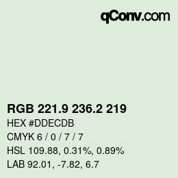 Color code: RGB 221.9 236.2 219 | qconv.com