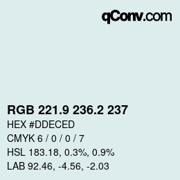 Color code: RGB 221.9 236.2 237 | qconv.com