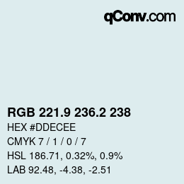 Color code: RGB 221.9 236.2 238 | qconv.com