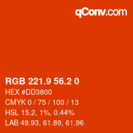 Color code: RGB 221.9 56.2 0 | qconv.com