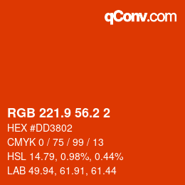 カラーコード: RGB 221.9 56.2 2 | qconv.com
