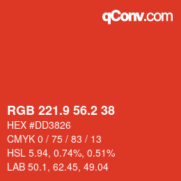 カラーコード: RGB 221.9 56.2 38 | qconv.com